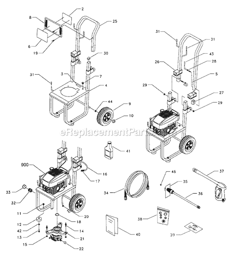 Page H Diagram and Parts List for 1053-0  Briggs and Stratton Pressure Washer